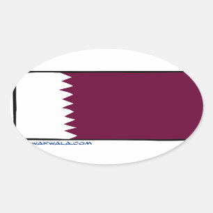 Qatar National Flag Oval Sticker