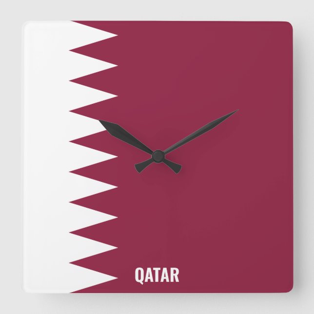 Qatar National Flag Patriotic Square Wall Clock (Front)