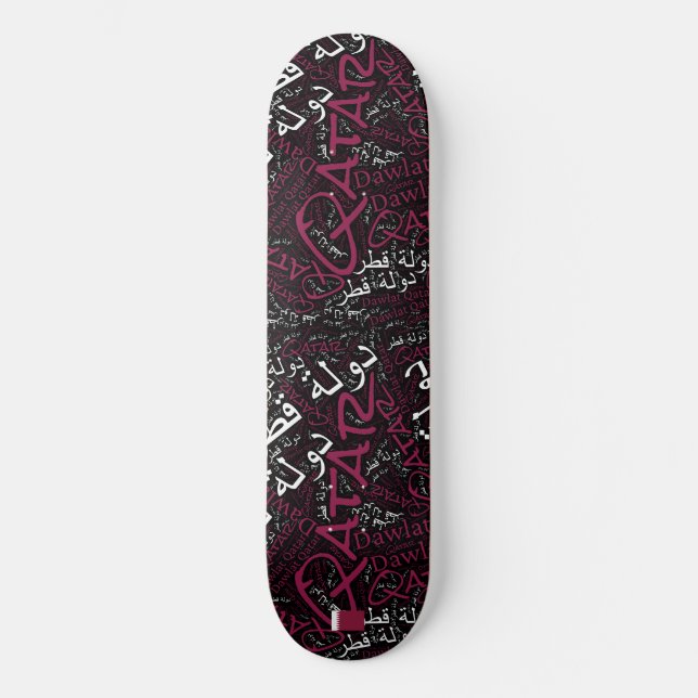 Qatar National Pride Wordcloud Skateboard (Front)
