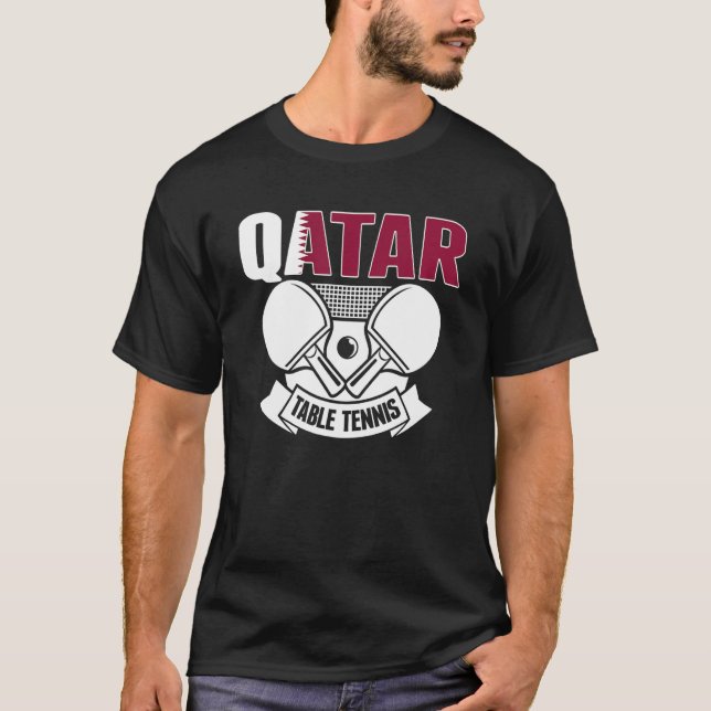 Qatar Ping Pong  Proud Qatari Table Tennis Support T-Shirt (Front)