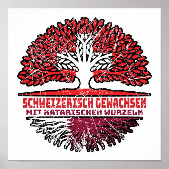 Qatar Qatari Swiss Switzerland Tree Root Poster (Front)