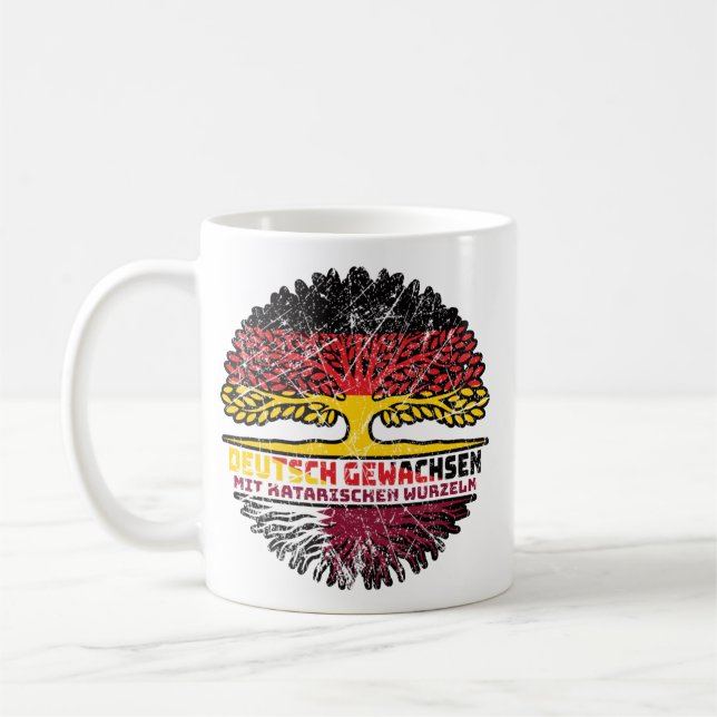 Qatar Qatarisch Deutsch Germany Baum Root Coffee Mug (Left)