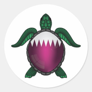 Qatar sea turtle flag classic round sticker