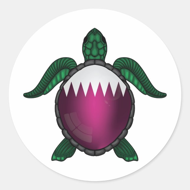 Qatar sea turtle flag classic round sticker (Front)