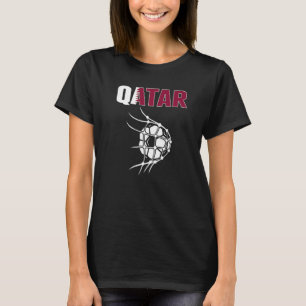 Qatar Soccer Ball In Net Goal Support Qatari Foot T-Shirt