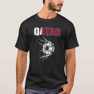 Qatar Soccer Ball In Net Goal Support Qatari Foot T-Shirt