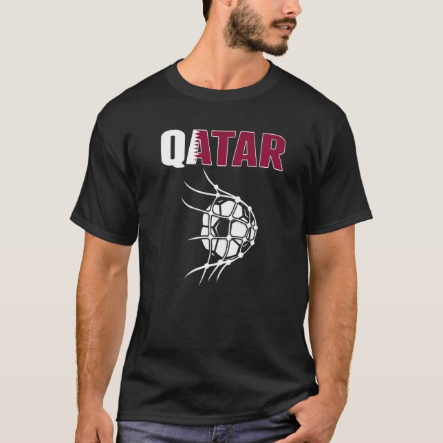 Qatar Soccer Ball In Net Goal  Support Qatari Foot T-Shirt (Front)