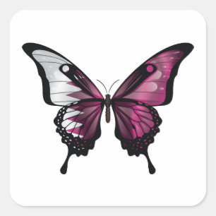 Qatar Swallowtail Butterfly Flag Square Sticker