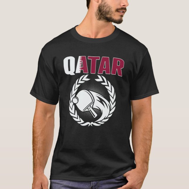 Qatar Table Tennis  Qatari Ping Pong Supporter Spo T-Shirt (Front)