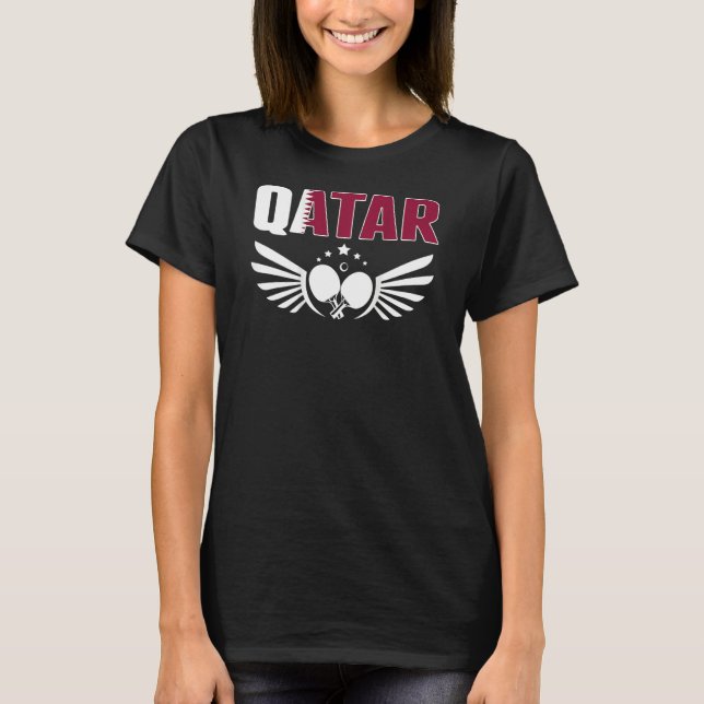 Qatar Table Tennis   Support Qatari Ping Pong Team T-Shirt (Front)