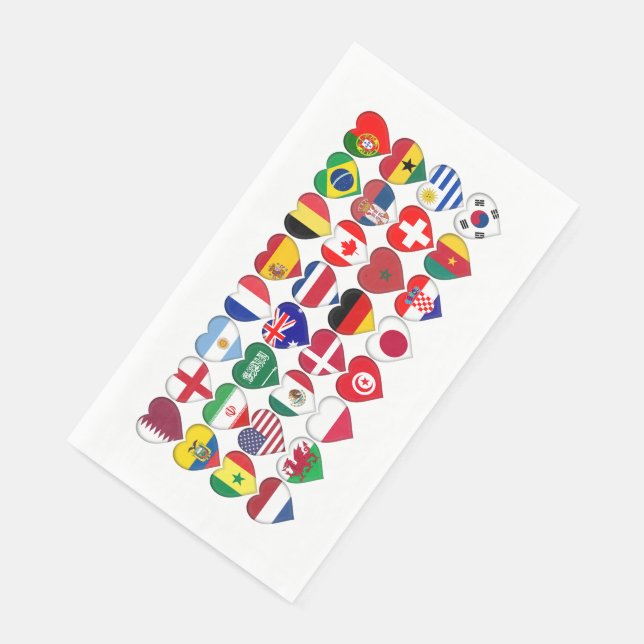 Qatar Tournament 2022 32 Hearts Country Flags Napkin (Corner)