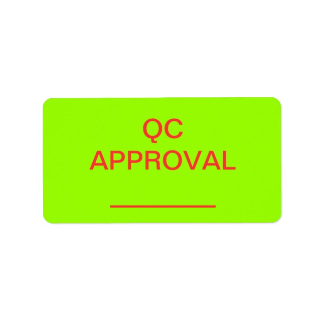 QC Approval Inventory Control Label (Front)