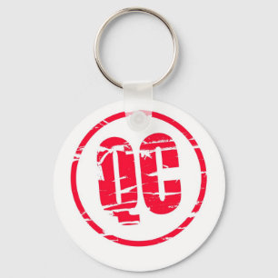 QC Quality Control red rubber stamp effect Key Ring