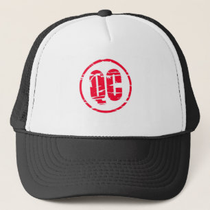 QC Quality Control red rubber stamp effect Trucker Hat