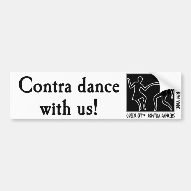 QCCD bumper sticker contra dance with us (Front)