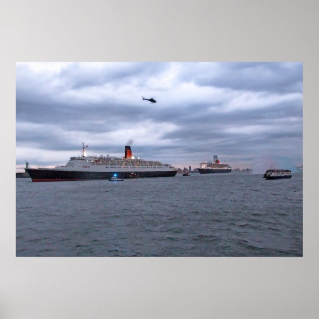 QE2 & QM2 at NYC Poster (Front)