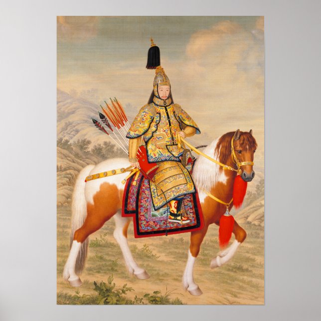 Qianlong Emperor in Ceremonial Armour on Horseback Poster (Front)