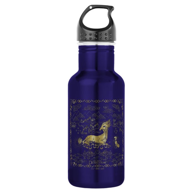Qilin At Rest Golden Tapestry 532 Ml Water Bottle (Front)