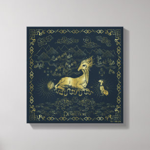 Qilin At Rest Golden Tapestry Canvas Print