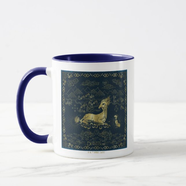 Qilin At Rest Golden Tapestry Mug (Left)