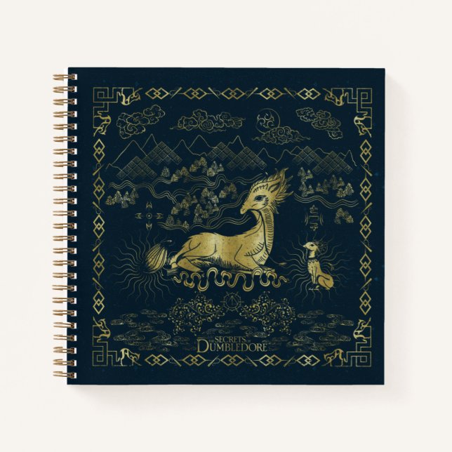 Qilin At Rest Golden Tapestry Notebook (Front)