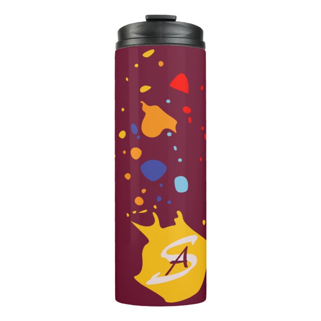 Qirky Paint Drips Dark Purple Monogrammed  Thermal Tumbler (Front)