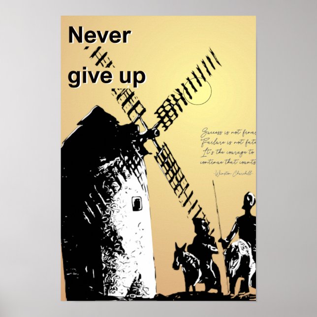 Qixote quote perseverance poster (Front)