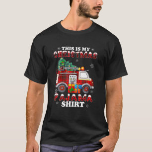 Qled Firefighter Christmas Pajama Merry Xmas Plaid T-Shirt