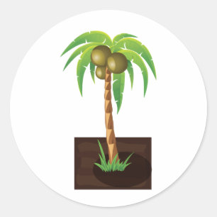 QPC coconut tree Classic Round Sticker