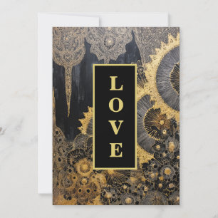 *~ QR 19 RSVP AR26 Gold Lace LOVE Luxury Wedding  Invitation