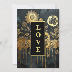 *~ QR 42 RSVP AR26 Gold Lace LOVE Luxury Wedding  Invitation
