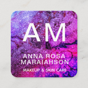 *~* QR Abstract Artsy BOLD GLITTER LOGO PHOTO Square Business Card