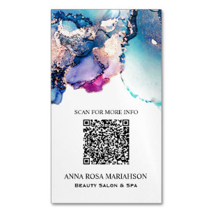 *~* QR Abstract Yummy Turquoise Teal Gold Gilded Magnetic Business Card