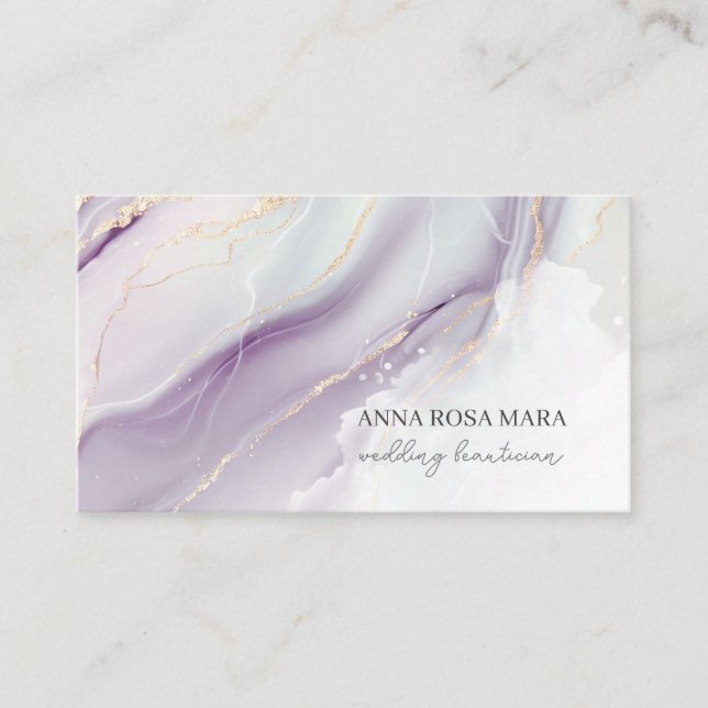 *~* QR Agate Lavender White Gold Glitter AP66 Luxe Business Card (Front)