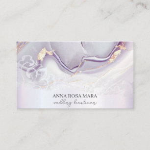 *~* QR Agate Lavender White Gold Ornate AP66 Luxe Business Card
