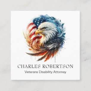 *~* QR American Flag Bald Eagle -  AP16 Square Business Card