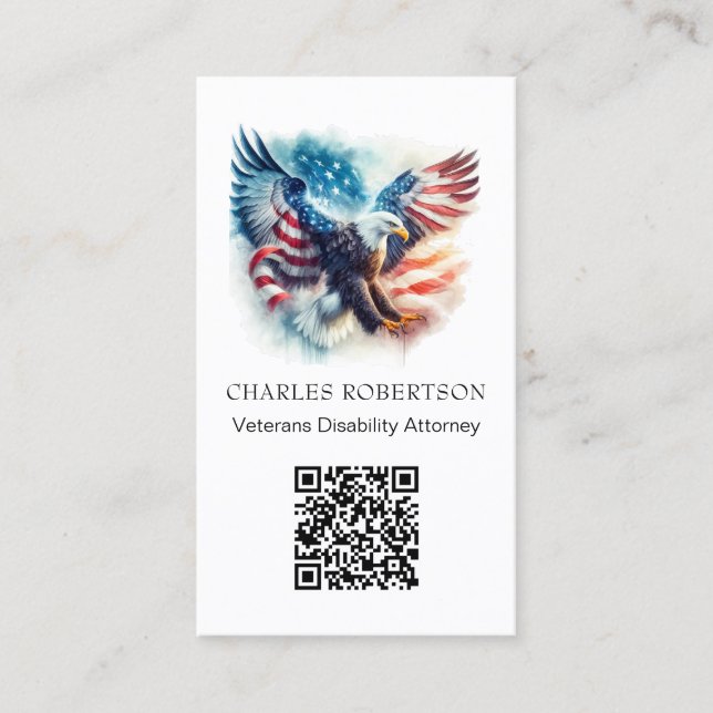 *~* QR AP16 American Flag Bald Eagle -  Photo Business Card (Front)