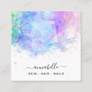 *~* QR AP26 OPAL Prism Rainbow Ethereal Dandelion Square Business Card