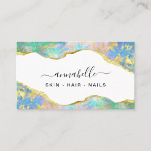 *~* QR AP26 OPAL Rainbow Gold Glitter Ethereal  Business Card