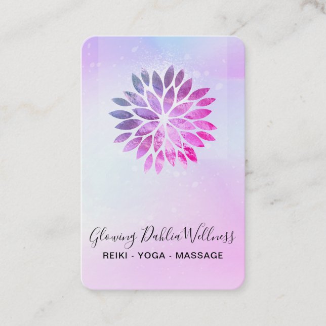 *~* QR AP2 Mandala Dahlia Pastel Blue Pink Ombre Business Card (Front)