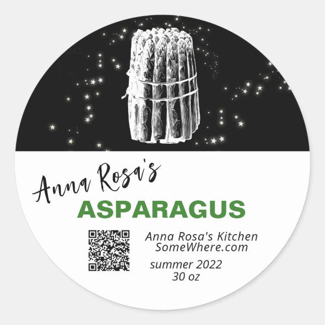 ** QR AP30 ASPARAGUS = DEHYDRATED CANNING FREEZE CLASSIC ROUND STICKER (Front)