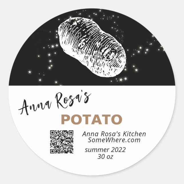 ~* QR AP30 POTATO + DEHYDRATED CANNING FREEZE  CLASSIC ROUND STICKER (Front)