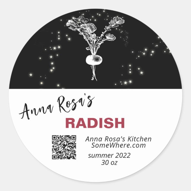 ~* QR AP30 RADISH - DEHYDRATED CANNING FREEZE CLASSIC ROUND STICKER (Front)