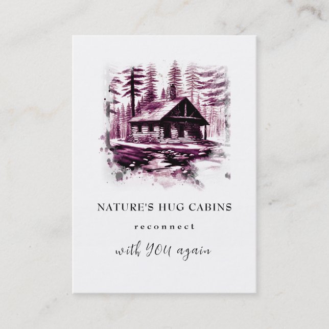 *~* QR AP49  Rustic Cabin Cottage Lodge Business Card (Front)