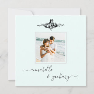 *~* QR Aqua Cherub Rings PHOTO AR6 RSVP Wedding Invitation