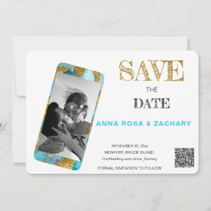 *~* QR AR6 Photo WEDDING SAVE the DATE cell Invita Invitation