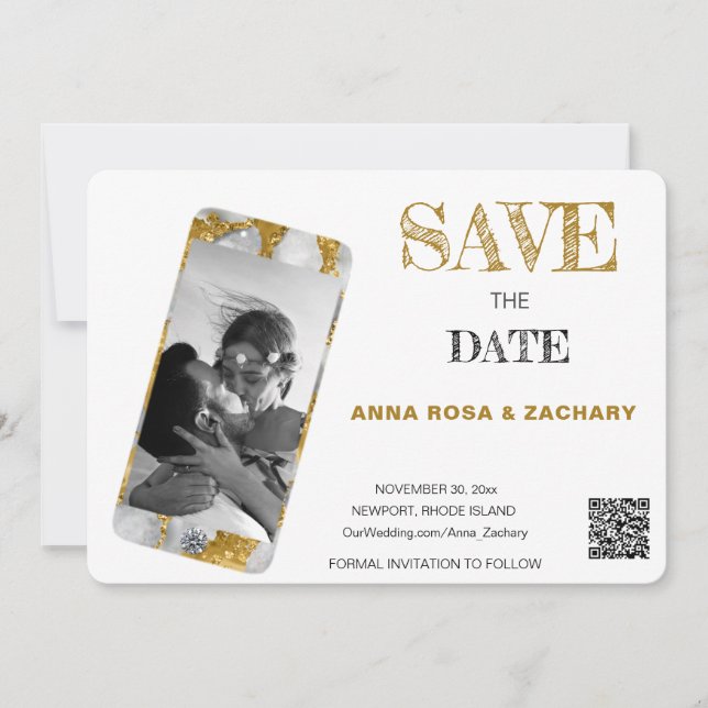 *~* QR AR6 Photo WEDDING SAVE the DATE cell phone Invitation (Front)