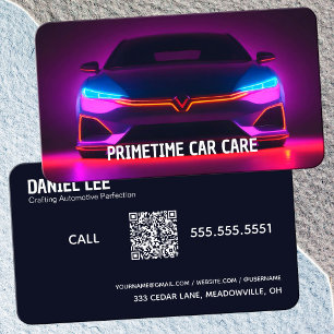 🚨 QR Auto Detailer Neon Business Card