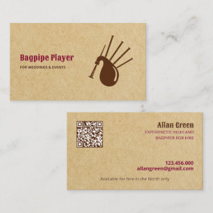 QR Bagpiper for Hire Piper Business Card