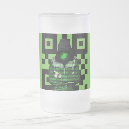 QR Binary Frosted Glass Beer Mug